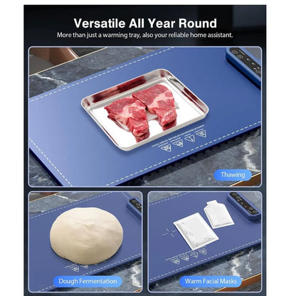 Electric Warming Tray – Rollable Food Warming Mat with 3 Temperature Settings