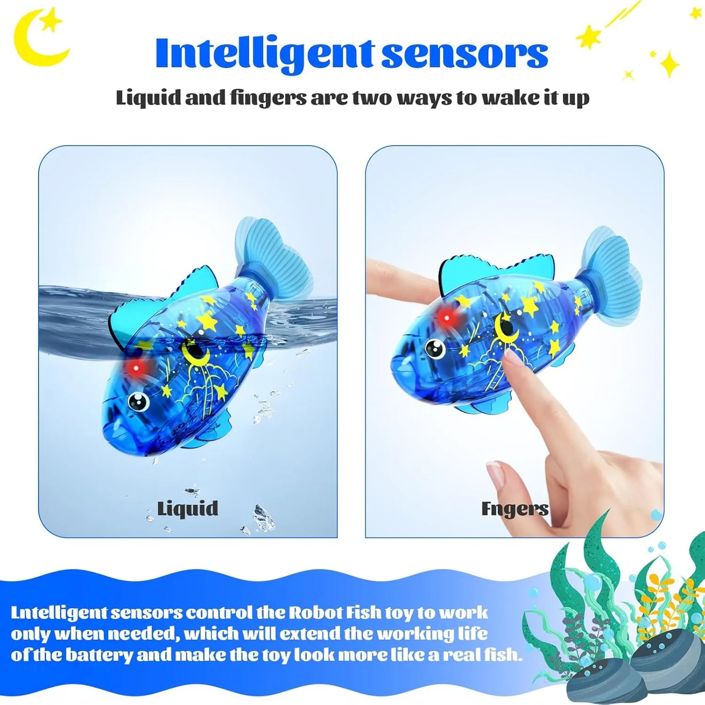 Robot Fish Toys with LED Light for Kid and Pet