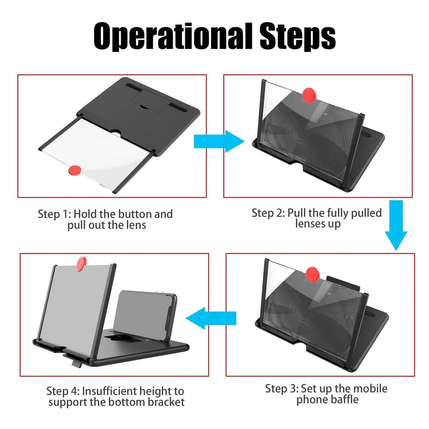 8 Inch 3D Mobile Screen Magnifier – Foldable HD Phone Screen Amplifier with 3X Magnification for All Smartphones