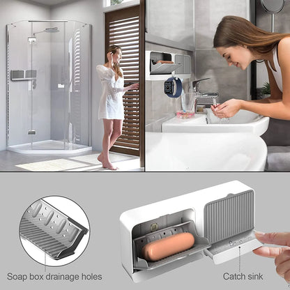 Wall Mounted Soap Holder with Double Lid Grid