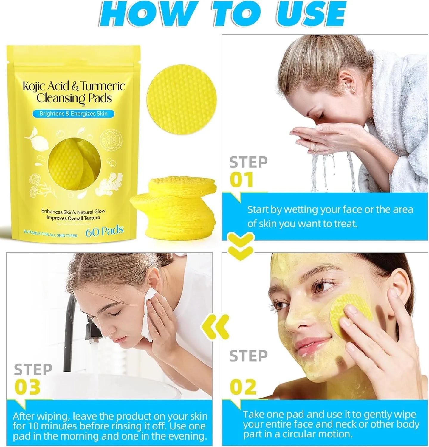 Dark Spots Remover Turmeric Kojic Acid Cleansing Pads