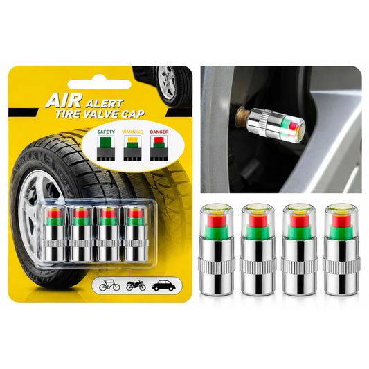 Car & Bike Tyre Pressure Indicator Valve Caps (2.4 Bar / 36 PSI)