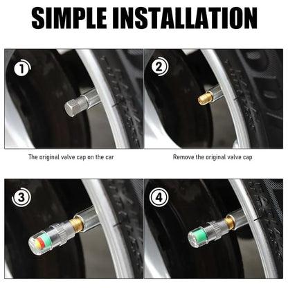 Car & Bike Tyre Pressure Indicator Valve Caps (2.4 Bar / 36 PSI)