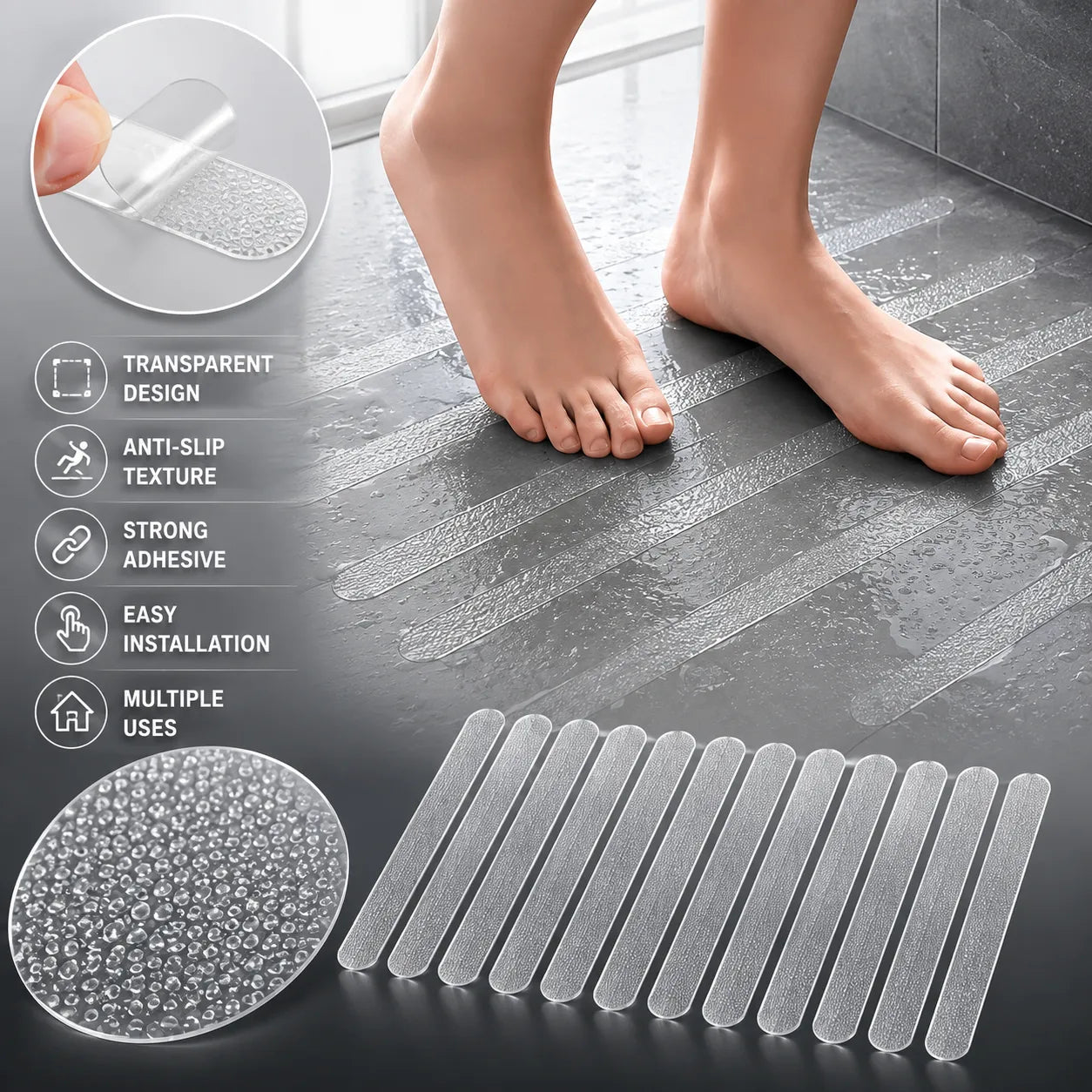 Transparent Anti-Slip Grip Tape – Pack of 12