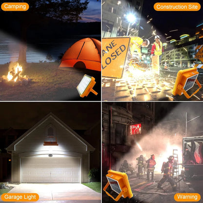 4 Panel Solar LED Flood Light | Rechargeable USB & Solar Charging | 5 Lighting Modes
