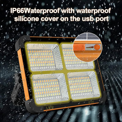 4 Panel Solar LED Flood Light | Rechargeable USB & Solar Charging | 5 Lighting Modes